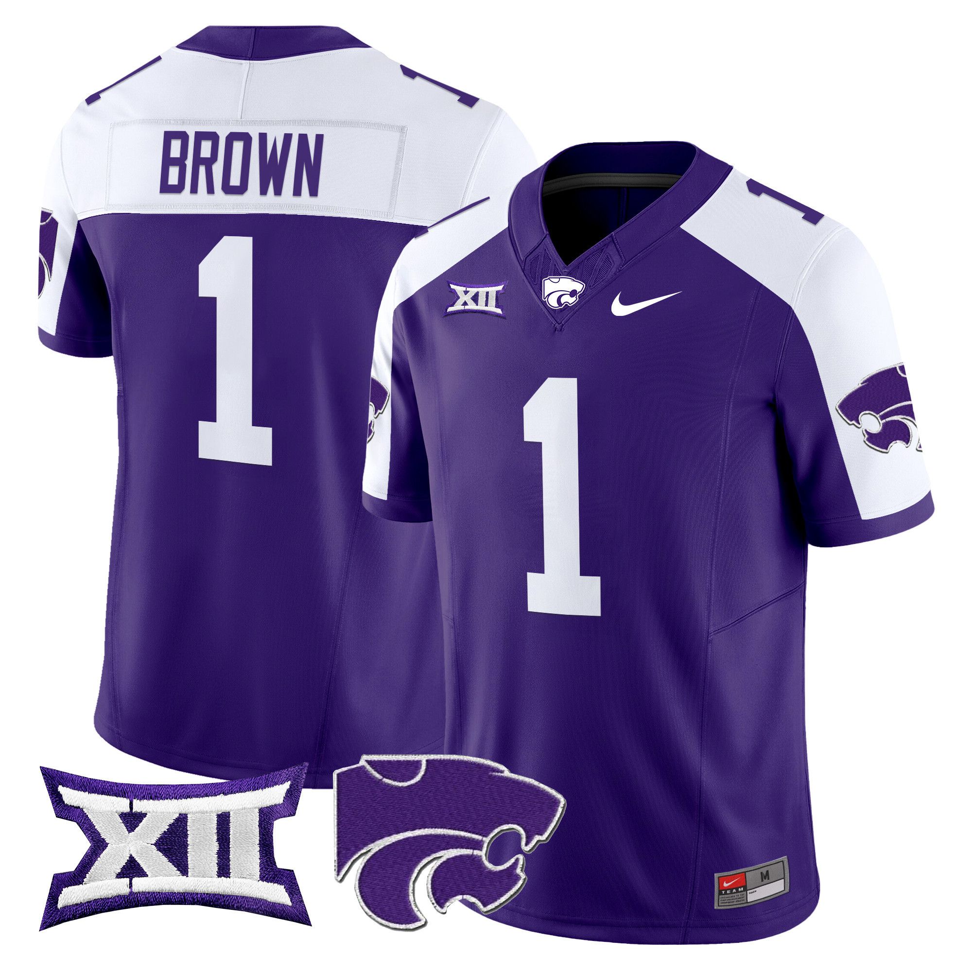 Men Kansas State Wildcats #1 Brown Purple Nike 2024 Vapor Limited NCAA Jersey->ncaa teams->NCAA Jersey